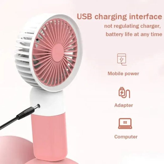 Rechargeable Handheld Fan – USB Charging, Portable Mini Desk Fan with Phone Stand