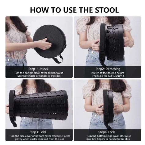 Portable Retractable Folding Stool | Adjustable Height Travel Chair | Outdoor Camping Seat