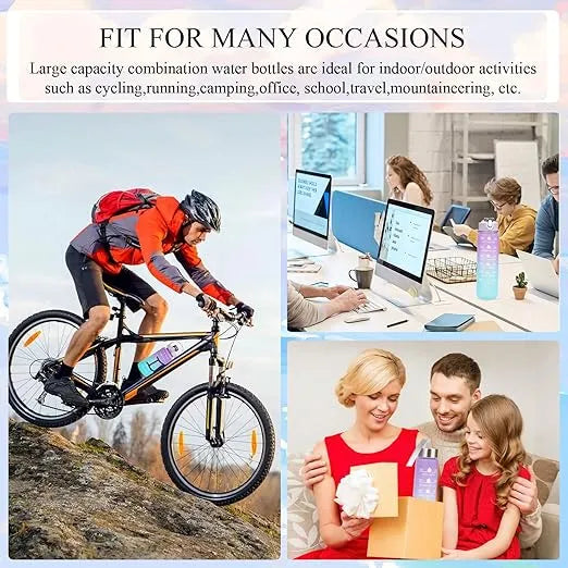 Water Bottle with Time Marking & Straw – Ideal for Office, Gym & Outdoor Activities