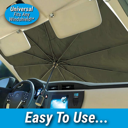 Umbrella Style Car Sun Shade | Brella Shield Windshield Shade – Heat Blocker, UV Protection, Easy Fold Design