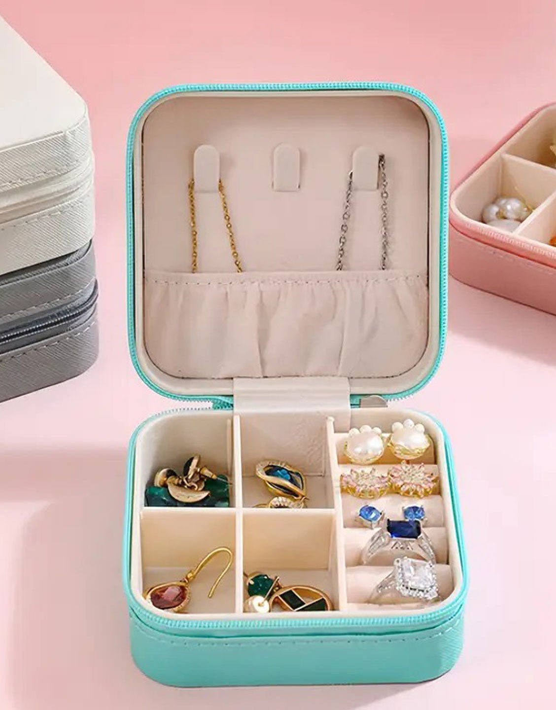 Portable Travel Jewelry Box | Mini Jewellery Organizer for Rings, Earrings & Chains | Best Gift for Women
