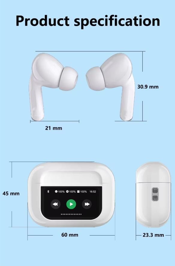 Z90 Pro TWS Wireless Earbuds with Smart Digital Display Case | Noise Reduction, HD Bass, Long Battery