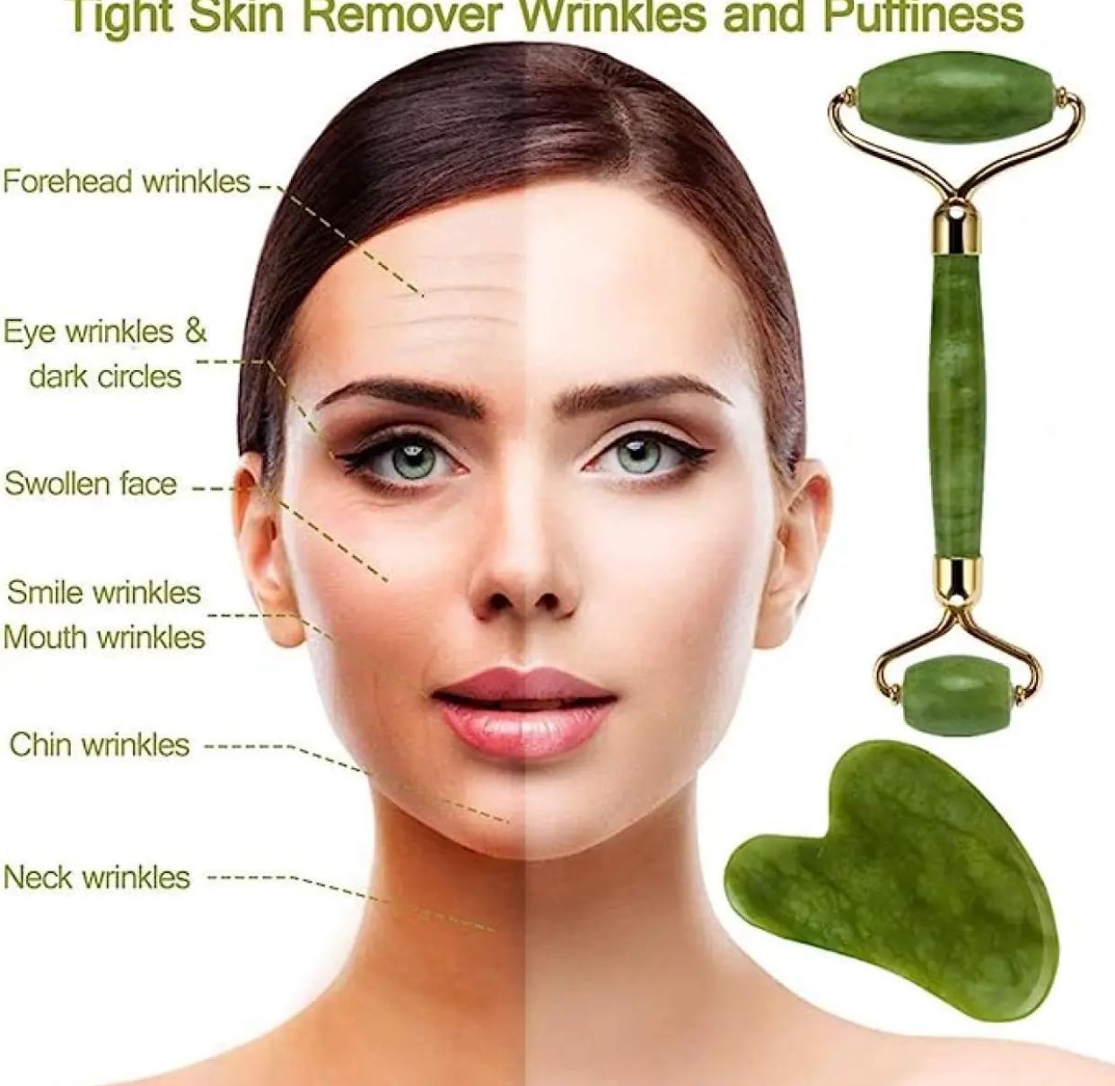Jade Roller & Gua Sha Facial Massager | Glow Skin Tool for Face Lift & Anti-Aging
