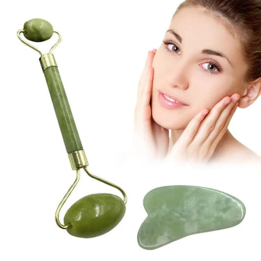 Jade Roller & Gua Sha Facial Massager | Glow Skin Tool for Face Lift & Anti-Aging