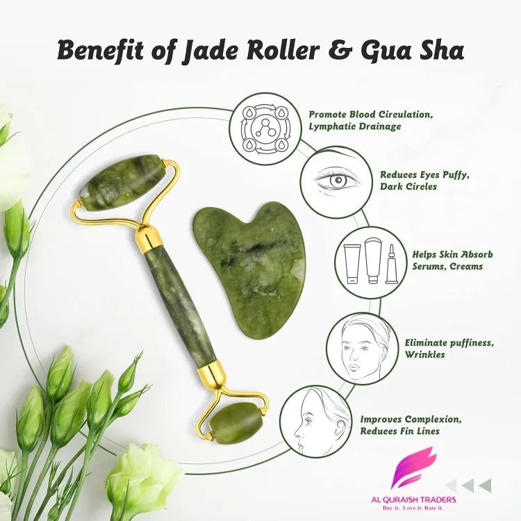 Jade Roller & Gua Sha Facial Massager | Glow Skin Tool for Face Lift & Anti-Aging