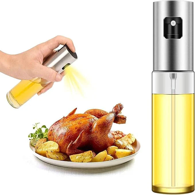 Stainless Steel Oil Spray Bottle – Olive Oil Sprayer for Cooking, BBQ, Baking & Air Fryer