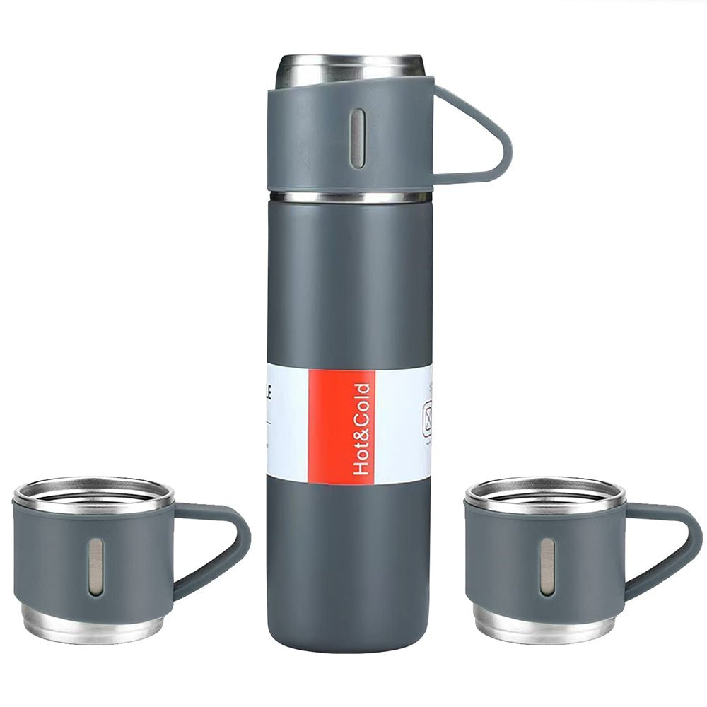 Premium Vacuum Flask Gift Set | Hot & Cold Stainless Steel Bottle with 2 Cups | Best Gift for Office & Travel