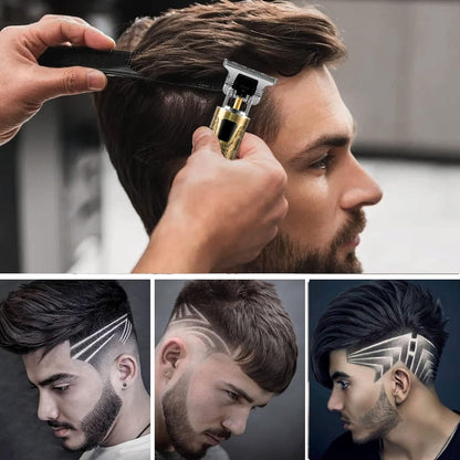 Vintage T9 Professional Hair Trimmer – Rechargeable Zero-Gap T-Blade, Metal Body, Sharp Cutting Machine for Men
